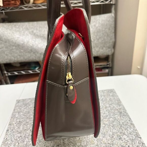 Alberta diCanio Animal Print Gray Large Italian Leather Satchel Handbag NEW - Picture 4 of 11